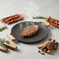 Black Speckled Grill Pan Light Wood Handles Aluminum Alloy Grill Pan Cookware Shallow Rim Even-Heating for Gas Cooktop