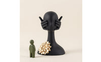 Resin Figurine with Flower Sculptural Bust Sculpture Painted Abstract Figure for Shelf