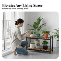 Tiered Design Multi-Tier Plant Stand Simple and Natural Aesthetic Flower Shelf Sturdy Frame Home Decoration Space Saving for Balcony, Living Room, Bedroom, Patio