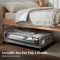 Space Saving Under Bed Storage Container Dustproof Rolling Underbed Storage Bin Large Capacity Rolling Underbed Organizer Long-Lasting for Students, Apartment Dwellers, Homeowners, Bedroom, Dorm Room, Closet
