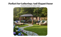 4-Post Rigid-Roof Gazebo Sun Protection Rigid-Roof Gazebo with Curtains Weather-Resistant Pavilion for Residents, Event Space Owners, Backyard, Deck