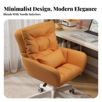 Adjustable Height Upholstered Task Chair 360° Swivel Rolling Seat High-Density Foam Cushion Office Seating Luxuriously Soft Cushioning for Students, Women, Adults, Dorm Room, Bedroom, Vanity Area