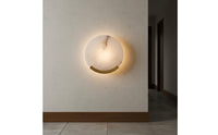 Round Marble Wall Lamp Marble Illumination Wall Sconce for Hallway