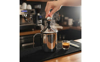 Heat Resistant Latte Art Pitcher Easy to Clean Double Wall Milk Pitcher Sturdy Handle Stainless Steel Frothing Jug Precision Spout for Home Cafe