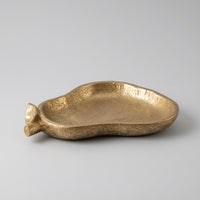 Resin Tray with Leaf Detail Golden Gourd Tray Hammered Catchall Container for Dresser, Coffee Table