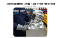 Aluminized Cape Hood with Visor Fireproof welder's Hood with Neck Drape Full Coverage Design Heat Resistant protective headgeargear Cover for individuals, Foundries, Steel Mills