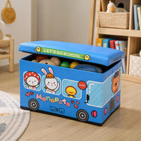 Reinforced Rectangular Kids Storage Ottoman Toy Chest with Lid, Foldable Footrest Stool