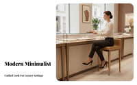 Armless Design Upholstered Low-Back Stool Modern Design Upholstered Metal Frame Stool Sturdy Construction Counter Chair Padded Cushion for Business Owners, Homeowners, Jewelry Retail Space, Boutique, Reception Area, Restaurant