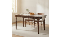 Solid Wood Wooden Dining Table Walnut Finish Dining Table Vintage Style Writing Desk Turned Legs for Home Office