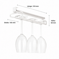 Wine Glass Holder, Hanging Glass Holder, Glass Holder Under Cabinet, 31cm, Matte, Drill-Free, Modern, Space-Saving