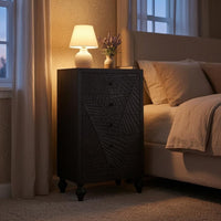 Leaf Pattern Five-Drawer Cabinet Turned Legs Narrow Storage Cabinet Freestanding