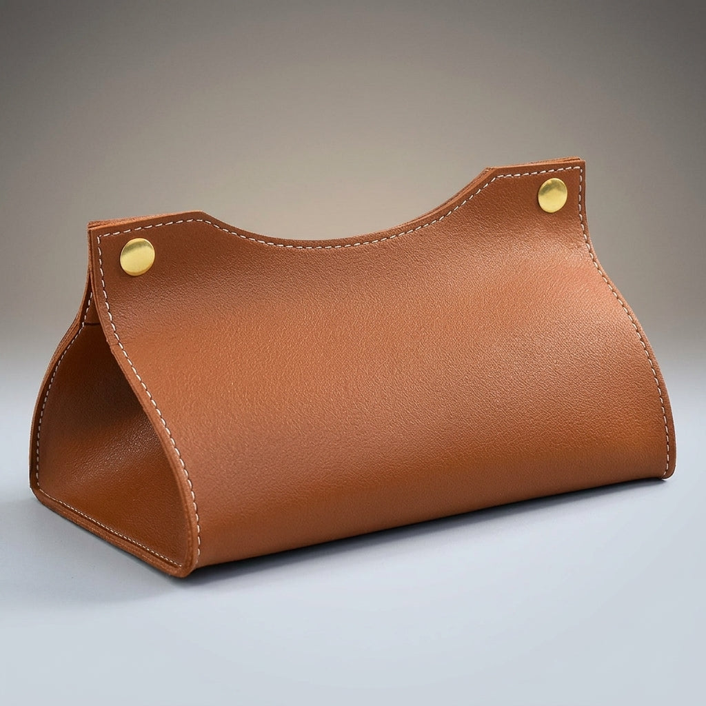 Tissue Box Holder for Home Office and Car, Leather Napkin Holder with Snap Closure, Dustproof Multi-purpose Tissue Boxes, Light Luxury Style