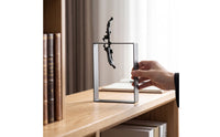 Abstract Human Statue Geometric Metal Ornament with Base Tabletop Metal Ornament Figurine for Living Room, Study