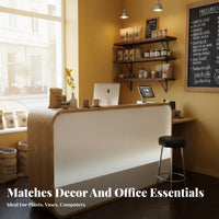 Minimalist Design Small Shop Front Desk Baking Paint Finish Commercial Checkout Counter Modern Front Desk with Storage for Receptionists, Salon Personnel, Business Owners, Clothing Boutique, Retail Shop, Clinics, Offices