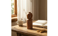 Distressed Human Bust Figurine Rustic Sculpture with Tribal Patterns Sculptural Tabletop Statue Cultural for Bookshelf, Office Desk