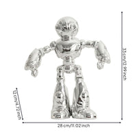 Robot Figurine Silver Robot Sculpture Futuristic for Office, Entryway, Bookshelf