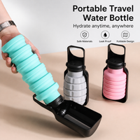 Dog Water Bottle, Portable Pet Water Bottle for Walks & Road Trips, Silicone Dog Travel Water Bottle with Integrated Dispenser, Blue