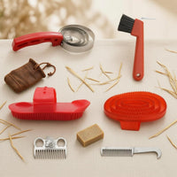 6 Pieces Horse Grooming Set Black Bristles Horse Grooming Kit Equine Brush Set Allall-in-All-Inclusive Portable for Riders
