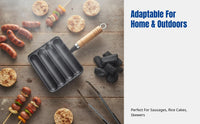 Sausage Grill Pan, Thick Cast Iron, Home & Outdoor, Separate Design, Oil Spill Prevention