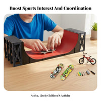 Portable Fingerboard Ramp Set Creative Gift Fingerboard Skate Park Interactive Game for Skateboarders, Teenagers, Office, Bedroom, Playroom
