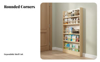 Space-Saving Slim Multi-Tier Book Display exposedShelf Design Tall Narrow Shelving Universal Tier Stable Structure Bookshelf Sturdy for Apartment Dwellers, Homeowners, Behind the Door, Child's Room, Small Areas, Bedroom
