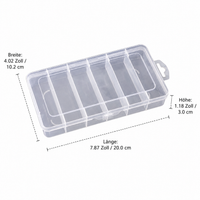 Transparent storage box with lid, PP sorting box for small parts, 6 compartments, 200x102x30mm, perfect for electronics & screws