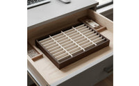 Wooden Jewelry Tray Black Walnut Finish Band Earring Necklace Holder Elegant Design Necklace Storage Tray for Dresser Top, Craft Fairs