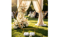 Hexagonal Arch Snap-Assembly Wedding Arch Stand Freestanding Backdrop Frame with Feet for Decorators, Florists, Weddings, Parties, Photo Booths