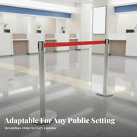 Weighted Base Retractable Belt Stanchion Heavy Duty Stainless Steel Stanchion 4-Way Connection Retractable Belt Barrier for Event Organizers, Security Personnel, Business Owners, Airports, Events, Exhibitions, Hotels