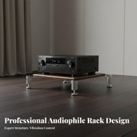 Shock-Absorbing Design High-Fidelity Equipment Rack Heavy Duty Construction Vibration Isolation Stand Adjustable Feet Amplifier Cabinet Stainless Steel Legs for Audiophiles, Home Theater Enthusiasts, Listening Room