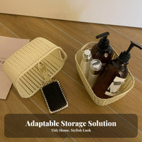 WovenDesign Plastic Basket Hollow Design Handled Tote Basket Long-Lasting