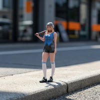 Miniature Girl with Cudgel Shaped Girl Figurine Collectible Miniature Figure for Collectors