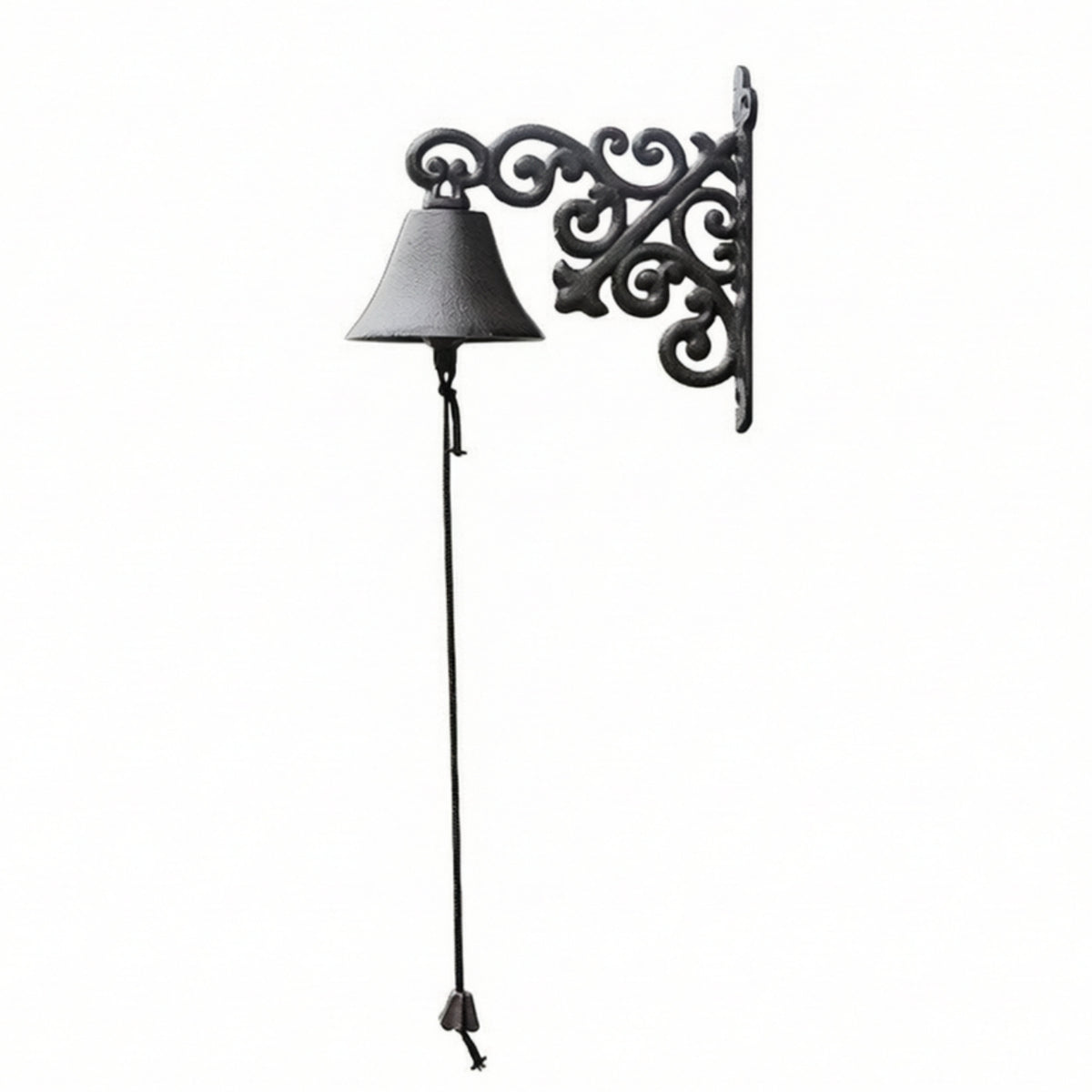 Decorative Rustic Wall Bell with Pull Cord Vintage Cast Iron Bell with Bracket Weather-Resistant Door Chime Easy to Install for Gardeners, Yard, Doorway