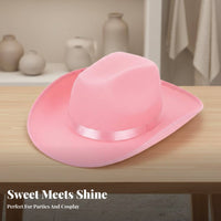 Pink Cowgirl Hat Universal Fit Pink Tiara Cowgirl Hat Rhinest Single Accents for Girls, Women, Western Themed Events, Bridal Shower Parties, Festivals
