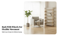 Multi-Layer Design Mobile Bookshelf With Wheels Movable Bookcase Space-Saving Mobile Storage Rack Multifunctional for Students, Kids, Living Room, Bedroom, Office