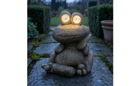 Solar Frog Ornament Seated Design Solar Frog Statue Outdoor Decor for Living Room