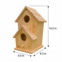 Wooden Birdhouse with Gabled Roof, Small Wooden House for Backyard Birdhouse Nesting, Outdoor Birdhouse Breeding Box with Round Hole, No Perch