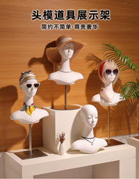 Clothing Store Head Model Display Stand for Wigs, Accessories, Hats, Scarves, Mannequin Head Prop