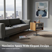 Modernist inspired Rolling vinyl table Narrow outline Nightstand Space-Saving Design Side Table Multi-Functional for Apartment Dwellers, Students, telecommuting Workers, Bedroom, Small compact areas, Dorm Room, Home Office