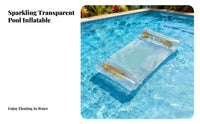 Inflatable Water Hammock Foldable Transparent Inflatable Raft Portable Glitter Inflatable Lounger for Adults, Seniors, Beach, Summer Vacation, Sea
