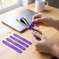 95mm Silicone Cable Ties for Earphones and Charging Cords, 4-Hole Cable Organizer