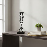 Candle Holder with Square Base Black Metal Candle Holder Candlestick Holders Abstract Candlestick Stands Calligraphic