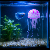 Artificial Jellyfish Aquarium Ornament Silicone Floating Decoration for Fish Tank