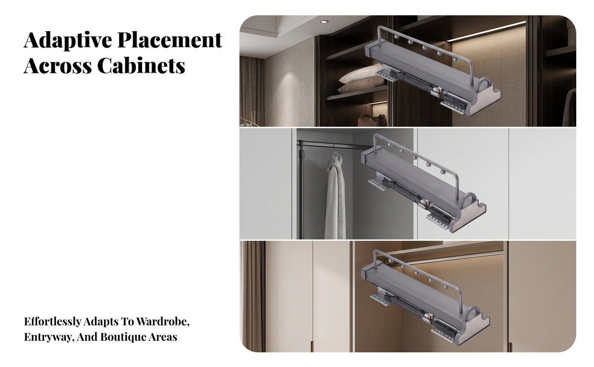 Top-Mounted Pull-out Clothes Rod | Space-Saving, Pull-out Clothes Hanger Rod, for Dressing Room