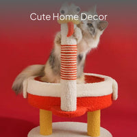Cat Tree with Scratching Post & Bed, Cartoon Chicken Design