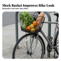 Rust-Resistant Front Cycle Basket Large Capacity Front Bike Basket Long-Lasting for Commuters, Shoppers, Shopping, Grocery Runs, Commuting