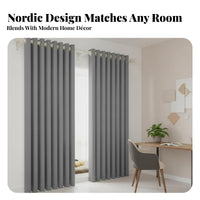 No-Drill Installation Blackout Grommet Curtain Extendable Rod Grommet Top Blackout Curtain Complete Set Window Treatment Room Darkening for Light Sleepers, Homeowners, Students, Bedroom, Nursery, Office, Sliding Door
