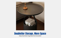 Small Round Coffee Table, Creative Bedside Table, Double-Tier Storage Shelf, Contemporary Metal Accent