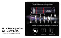 High Magnification 18x Telephoto Ph Single Lens 2-in-1 Function Monocular Telescope for Ph Single Adjustable Focus Mobile Device Telescope Lens Kit HD Optics for Outdoor Enthusiasts, Bird Watchers, Wildlife Viewing, Landscape Photography, Sporting Events