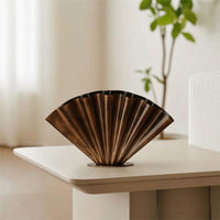 Pleated Metal Vase Shiny Fan-Shaped Vase Rustic for Decorators